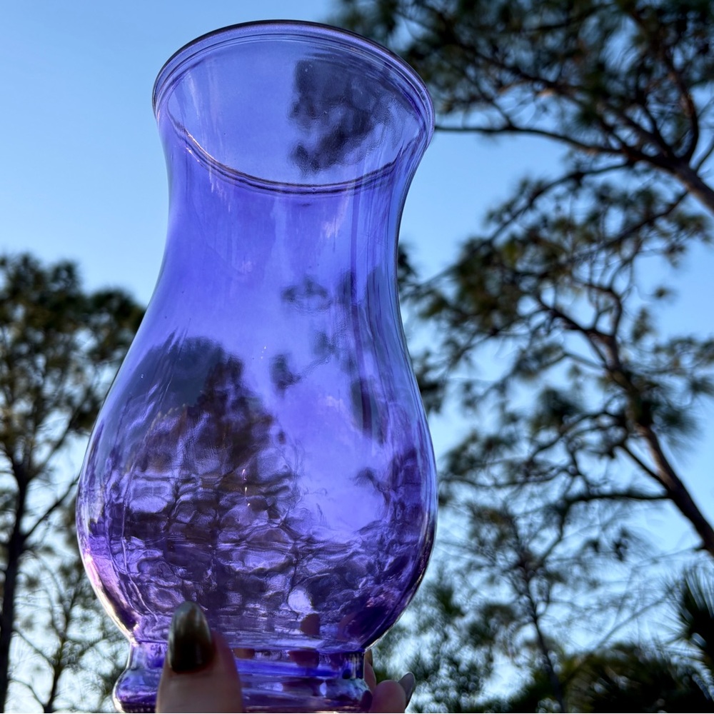 Purple Glass Bouquet Vase Decor Flower Accessory Accent Pisces Regal Royal Lent - Picture 8 of 12